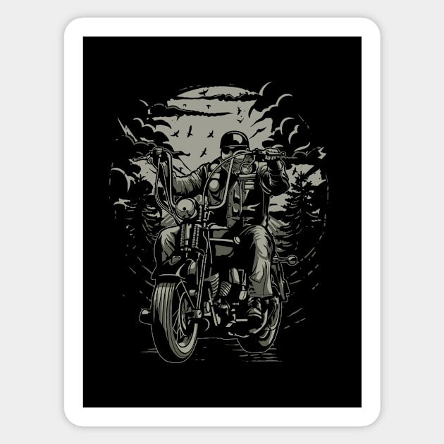 Live To Ride Biker Forest Silhouette Sticker by Rebus28